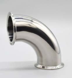 codo 90° sanitario clamp acero inoxidable aisi 316l (grit 240/180)
